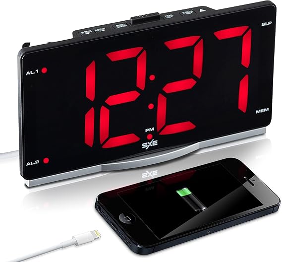 Sxe 9" LED Digital Alarm Clock RadioLarge NumbersEasy to