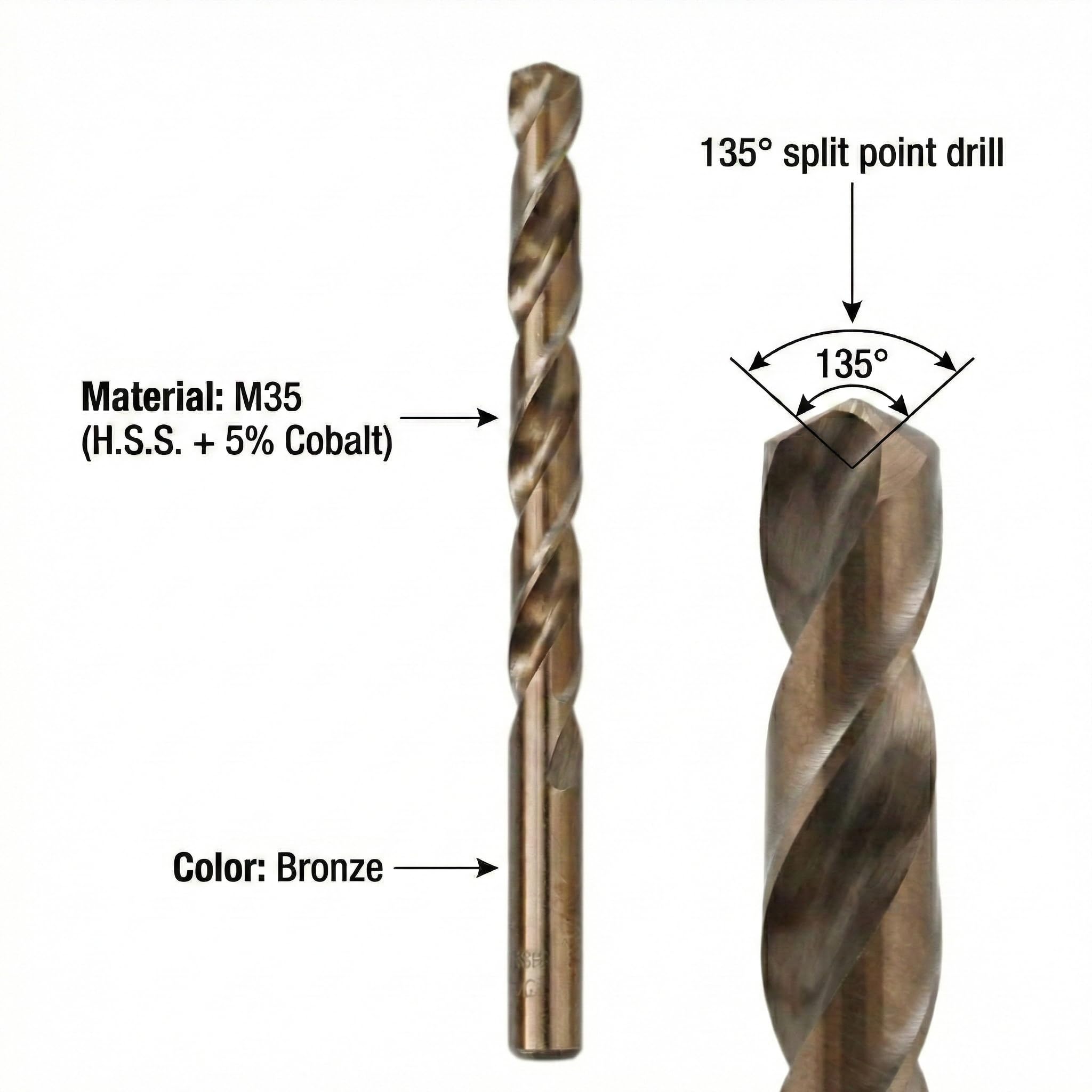 accusize – M35 HSS + 5% cobalto brocas métricas, 1 A 10 mm por 0,5 mm en caja fuerte, # 3110 – 1119