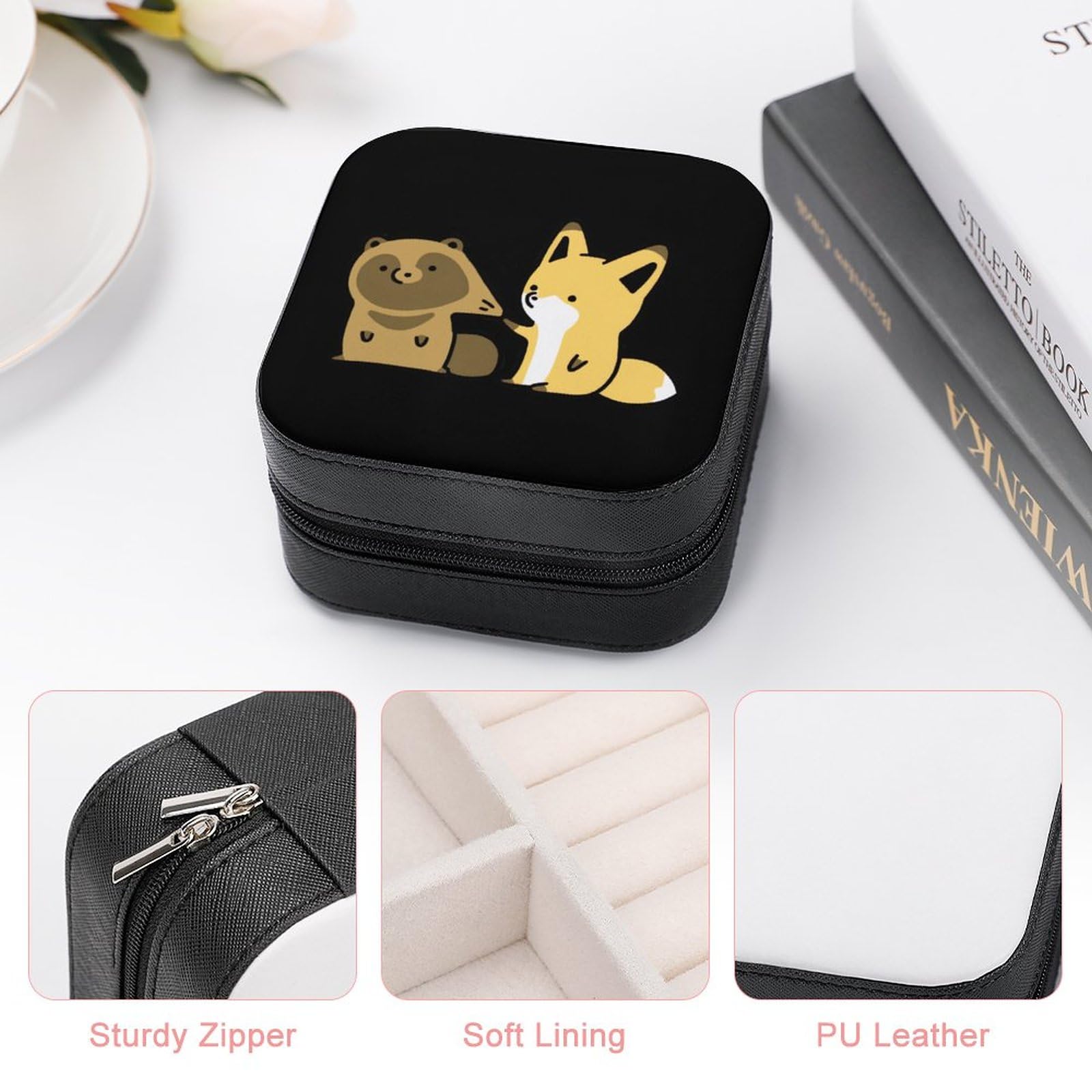 Amazon｜タヌキとキツネ ジュエリーボックス ジュエリーケース PU
