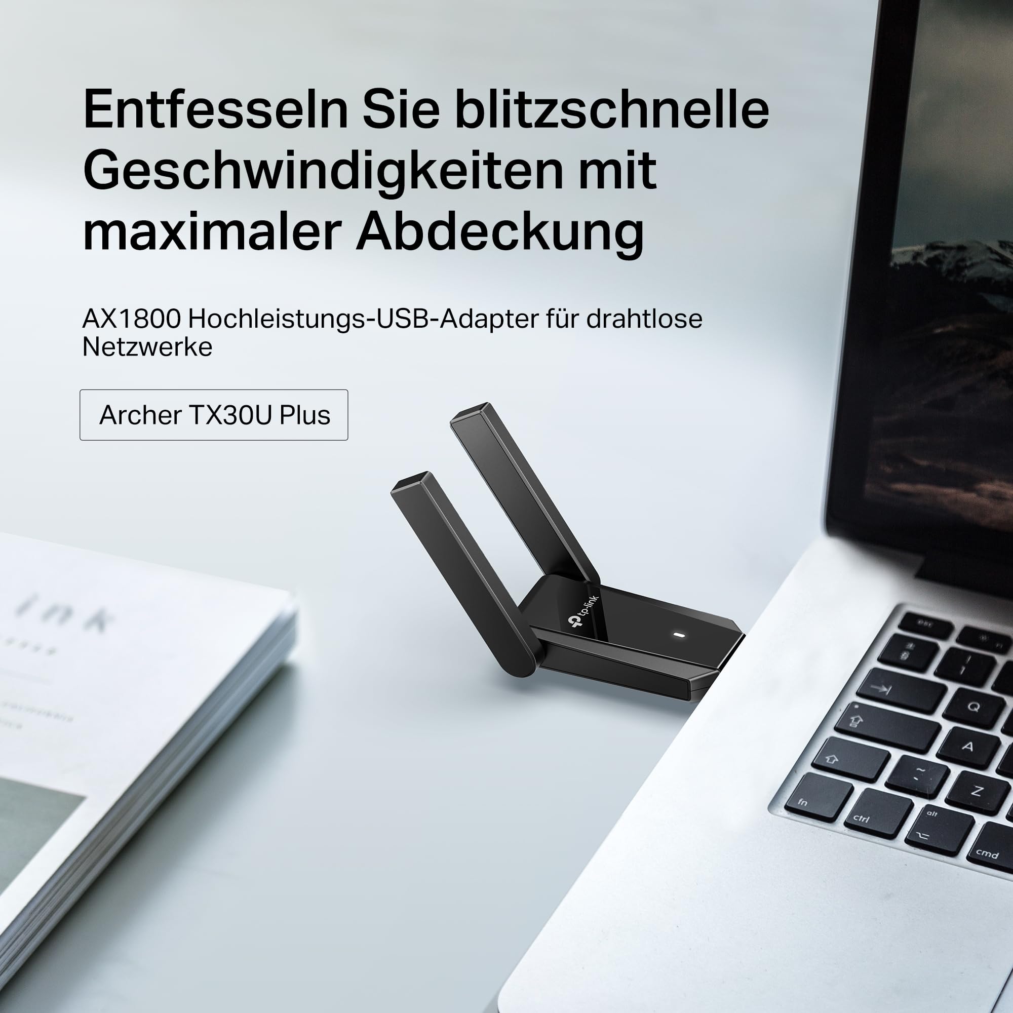 TP-Link Archer TX30U Plus Wi-Fi 6 WLAN Stick Für PC, AX1800 Dual Band Adapter, USB 3.0, MU-MIMO, 2- Hochleistungsantennen, WPA3, Kompatibel mit Windows 11-10