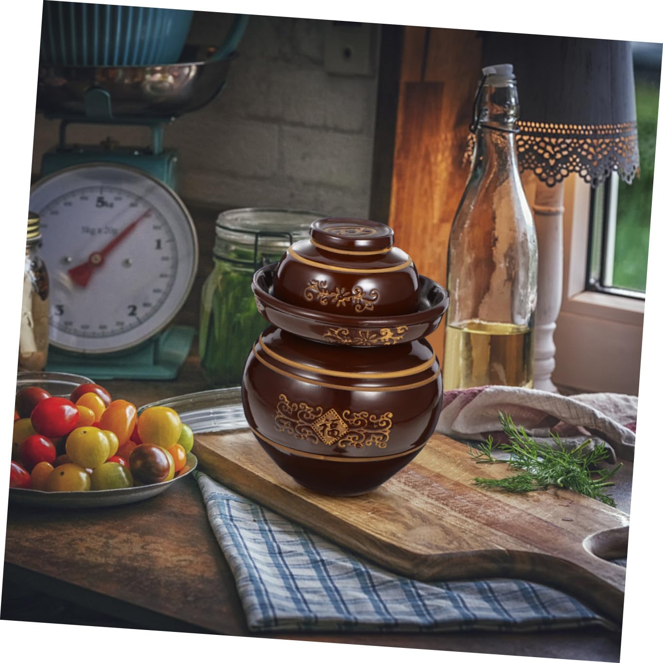 Cabilock 1 Pc Altar De Kimchi Contenedores De Comida Contenedores De Alimentos Tarros De Cristal Tarros De Boca Ancha Frasco Terrario Terrarium Vidrio Cerámica Tarro De Almacenamiento