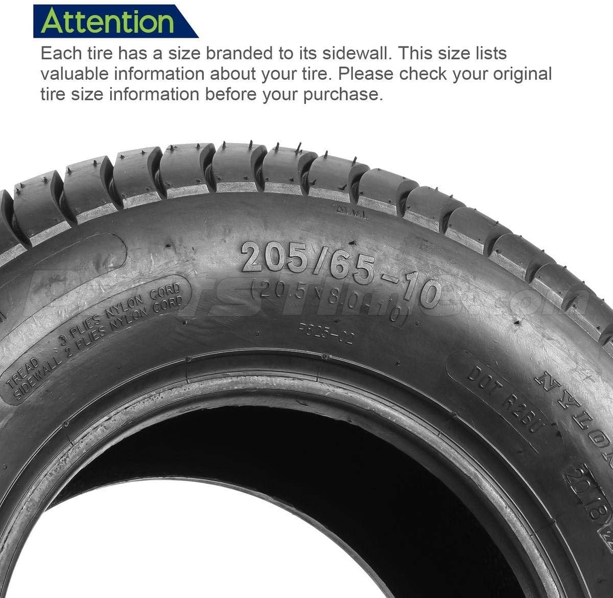 MaxAuto 20.5x8.00-10 Trailer Tires 205/65-10 Load Range C 6PR, 4 Pack in 2 Packages