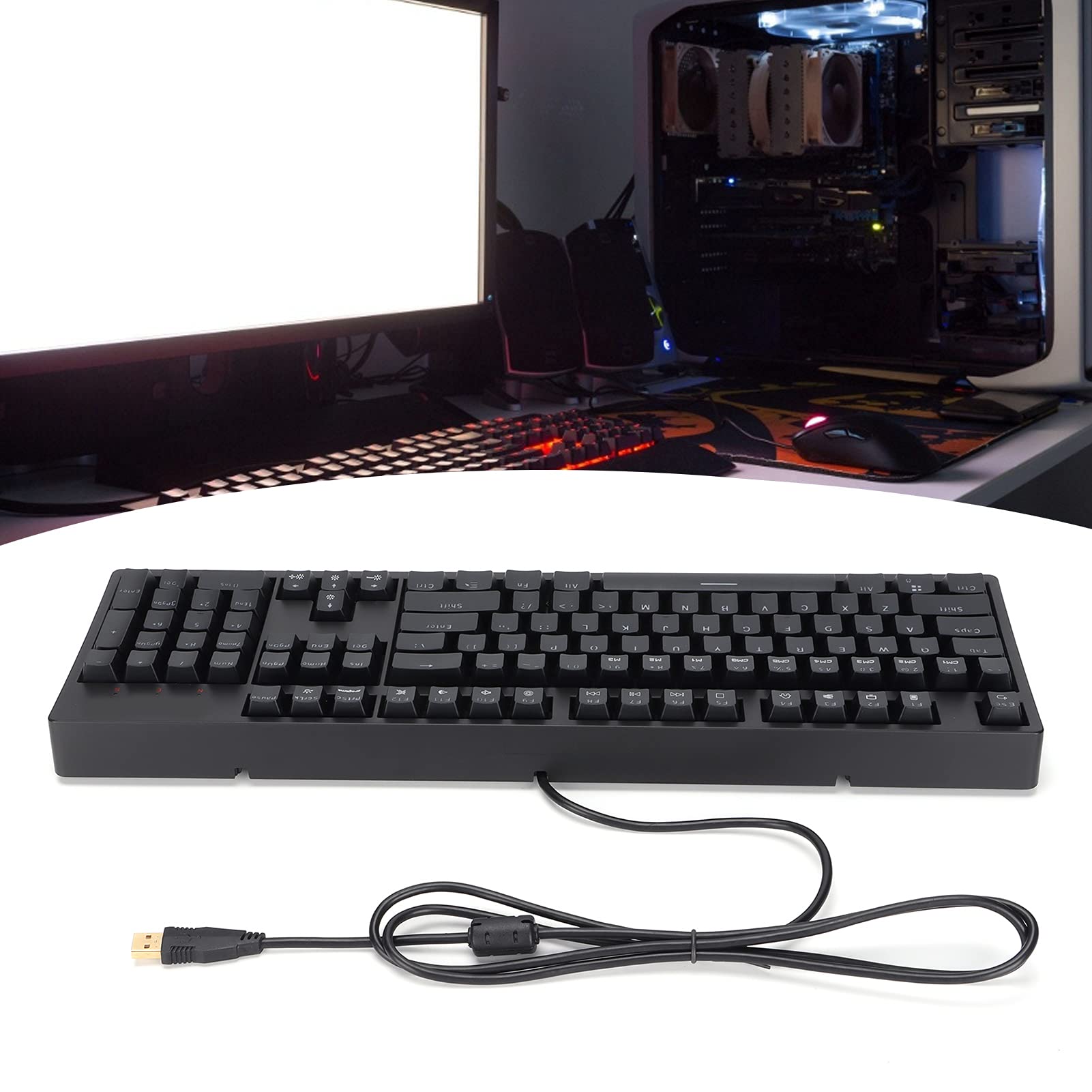 104 Klawisze Ergonomiczna Klawiatura do Gier Trwałe Akcesoria Komputerowe dla 2000/xp/7/8/10, USB2.0 Przewodowa Klawiatura Komputerowa dla Entuzjastów Gier