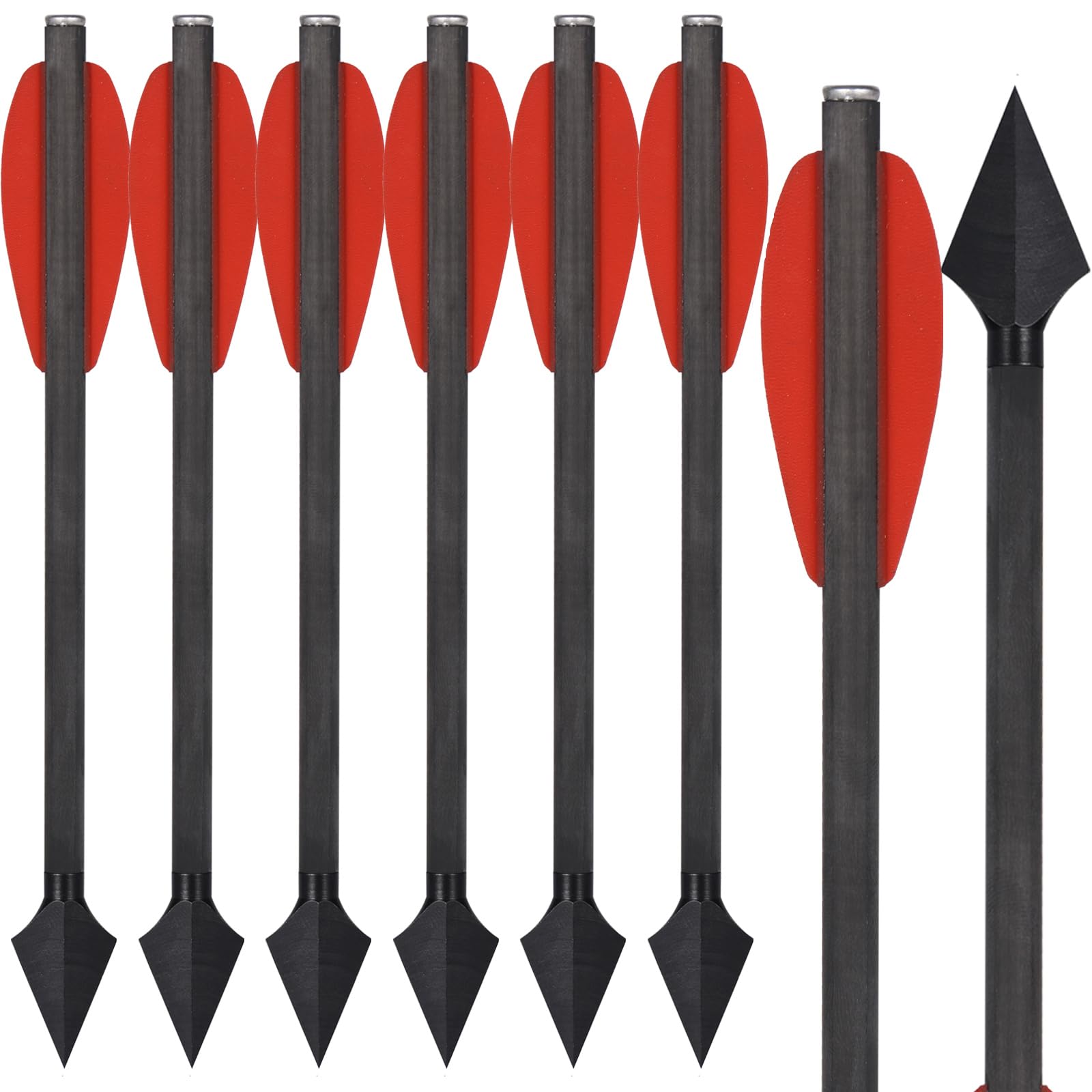 WANVZMR 6.3" Pistol Crossbow Bolts,Carbon Mini Crossbow Arrows Bolts Broadhead Tips Hunting Arrows for 50-80lbs Crossbow Archery Pistol-Fishing Hunting Shooting Target Practice (Style2 Red 6pcs)