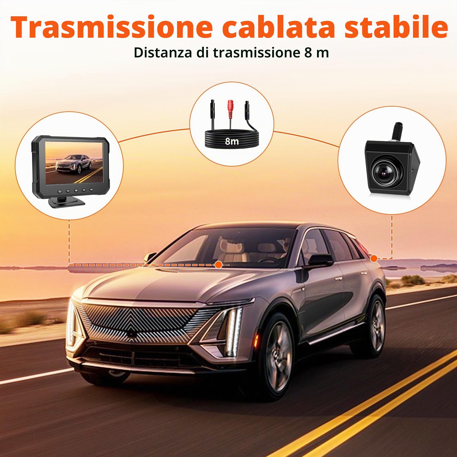 Inefala Kit Telecamera Retromarcia Wireless 5 Pollici Touchscreen HD 1080P