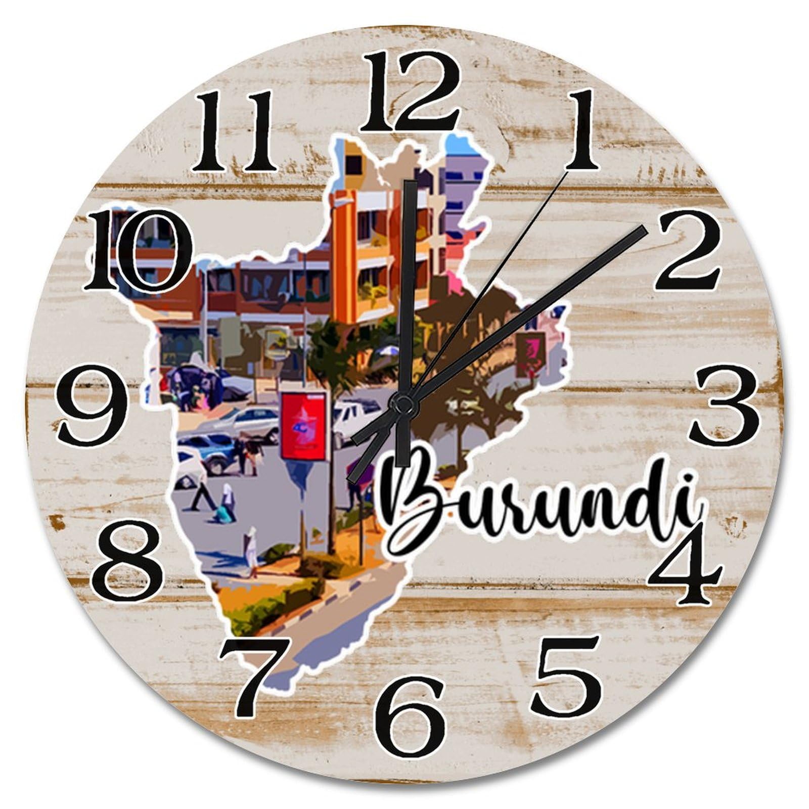 Horloge murale carte du Burundi cadeau idéal pour passionné de voyage