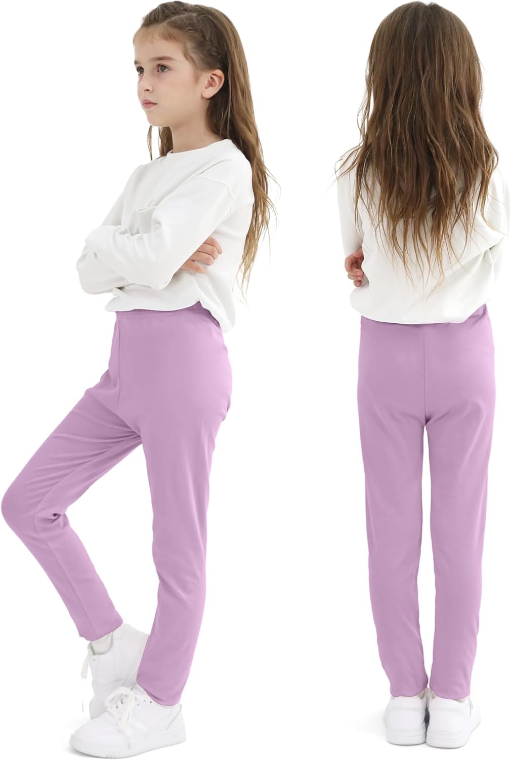 Resinta 3 Pack Girls Leggings Cotton Full Length Leggings Soft Comfortable Footless Stretchy Tights Pants for Kids - Image 6