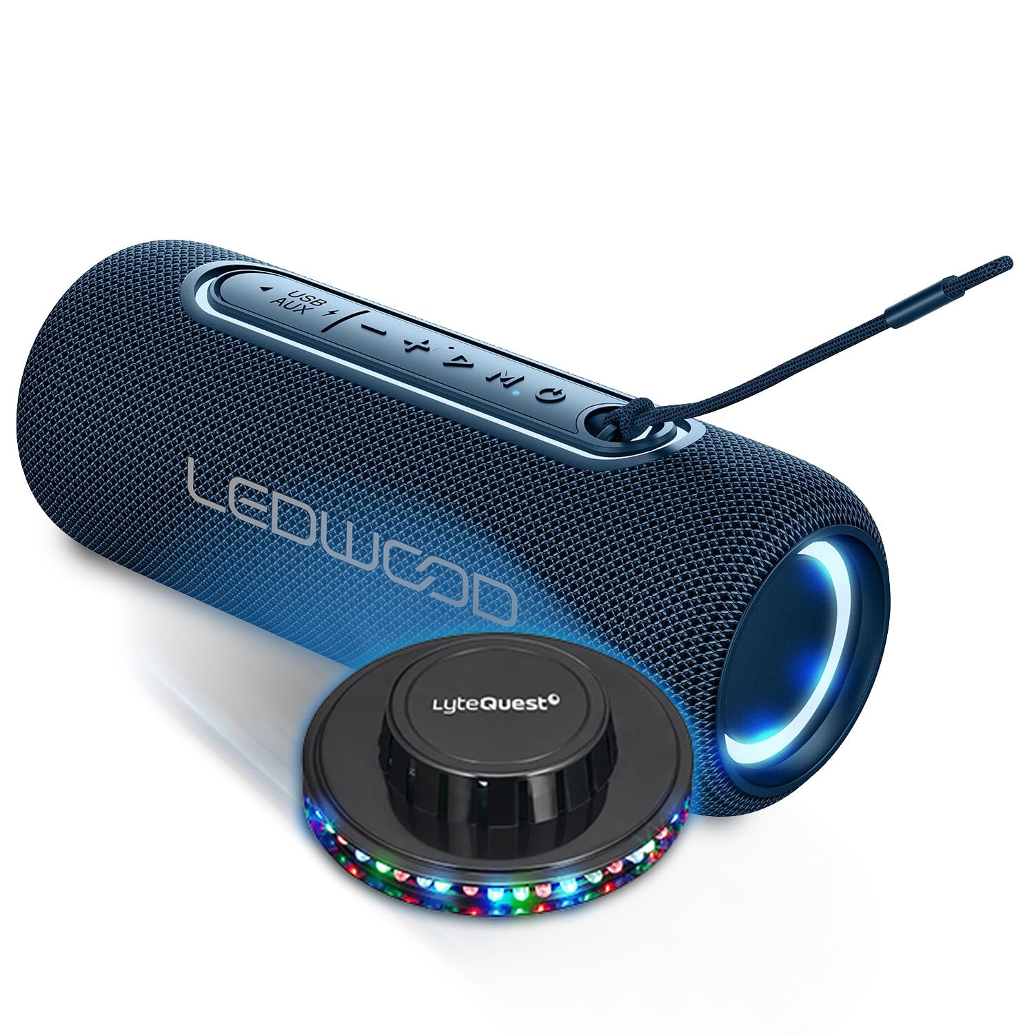 Ledwood Enceinte Nomade HiFi XTREM140 LD-XT140BT-BLUE, 100W / 10W RMS, Bluetooth 5.0, TWS - Etanche IPX5, Autonomie 6H, OVNI LED