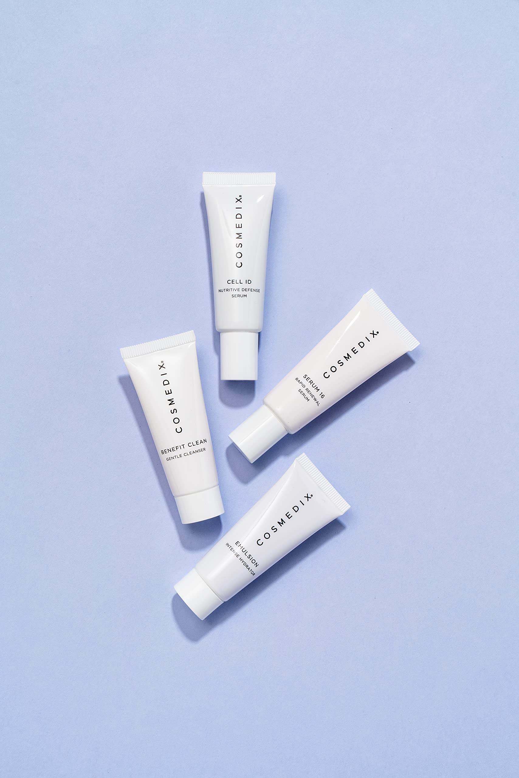 COSMEDIX Age-Defying Starter Kit Facial Skin Care Set - Includes Face Cleanser, Nutritive & Renewal Face Serum & Emulsion Intense Hydrator - Gentle Skincare for Fine Lines, Wrinkles & Dark Spots