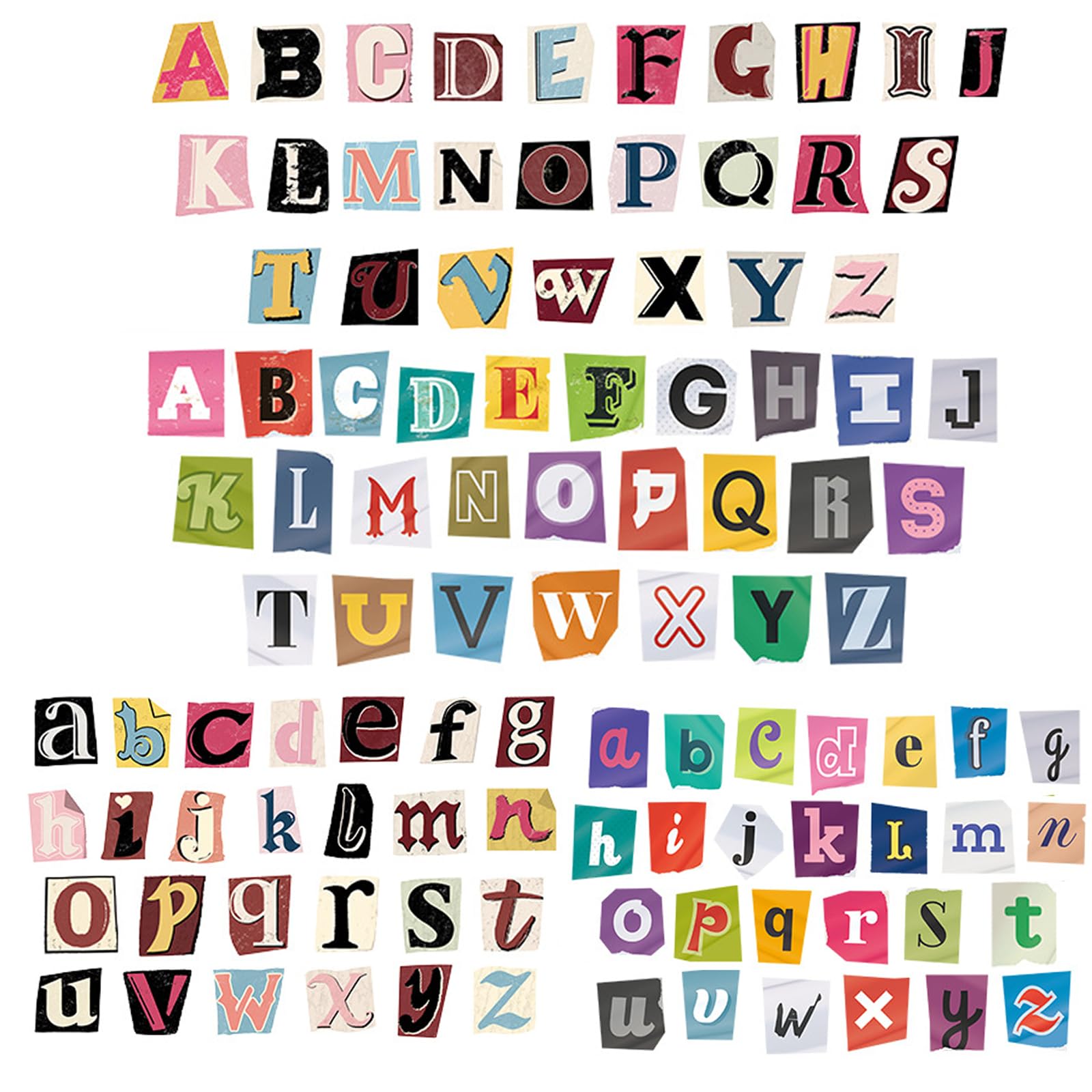 Aikobaa Colourful 104Pcs Alphabet Letter Stickers, Self Adhesive Retro Stickers For Scrapbooking Journal Diy Crafts, Waterproof Mini Letters For Travel Scrapbook & Card Making.