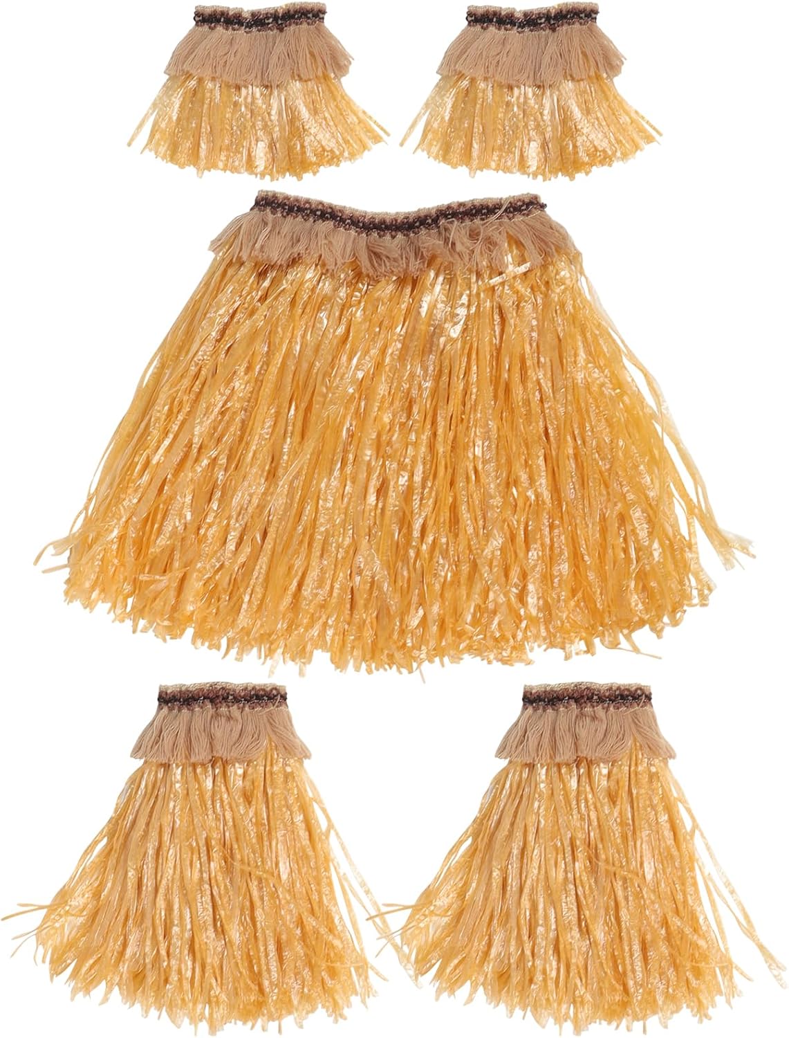 Hula Grass Skirt - Faux Leis Flower Hawaiian Elastic Skirt Golden Straw Color for Fancy Dress, Birthdays, Hawaii Party, Beach and Costume Parties