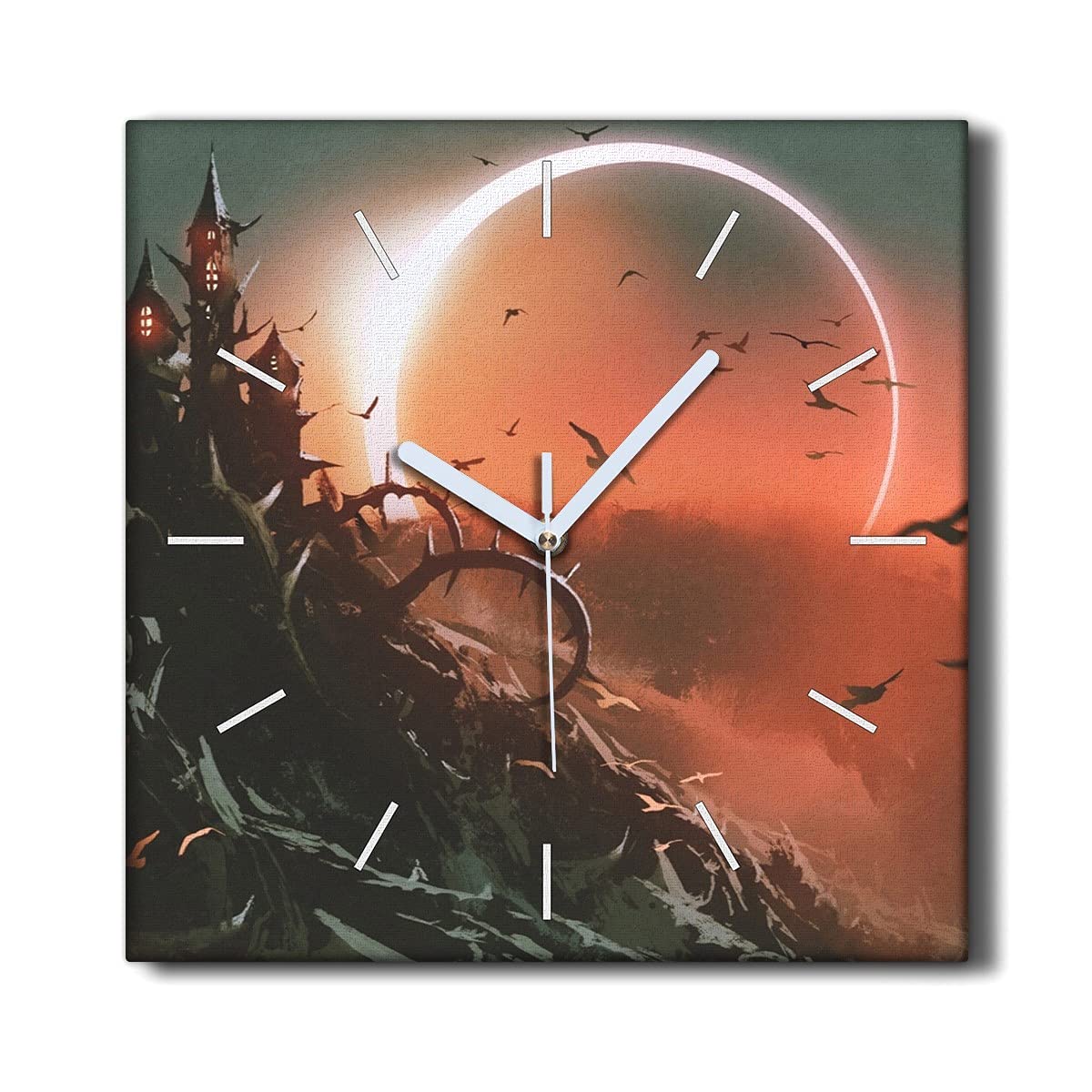 Horloge Murale sans tic-tac Eclipse Castle pour un Salon Cosy et Apaisant