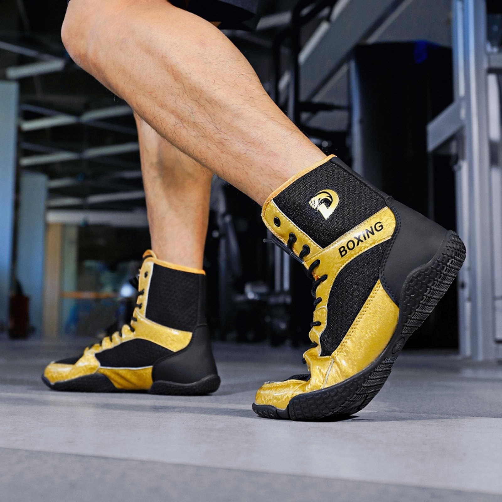 Zapatos De Boxeo para Entrenamiento Y Competición, Calzado Ligero para Lucha Libre para Hombres Y Mujeres, Transpirables, Botas De Combate De Caña Alta,Negro,45 EU