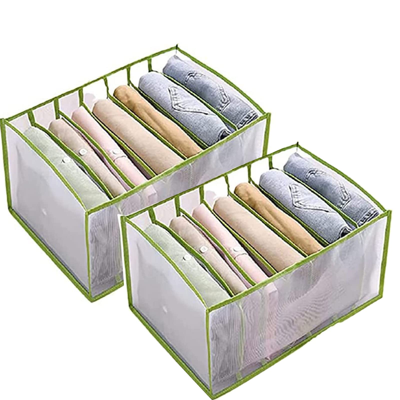 Garde-Robe Organisateur de vêtements pour tiroirs Boîte de séparation en Maille Pliable Lavable 2 boîtes de Rangement pour Ranger Les Chaussettes sous-vêtements Cravates Jeans Pantalons déco