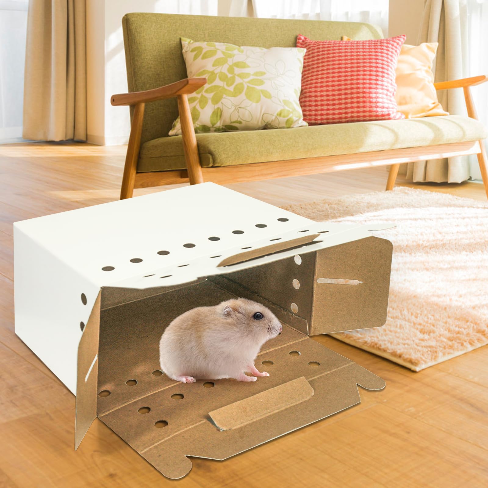 Transportín desechable de cartón para animales pequeños, paquete de 12