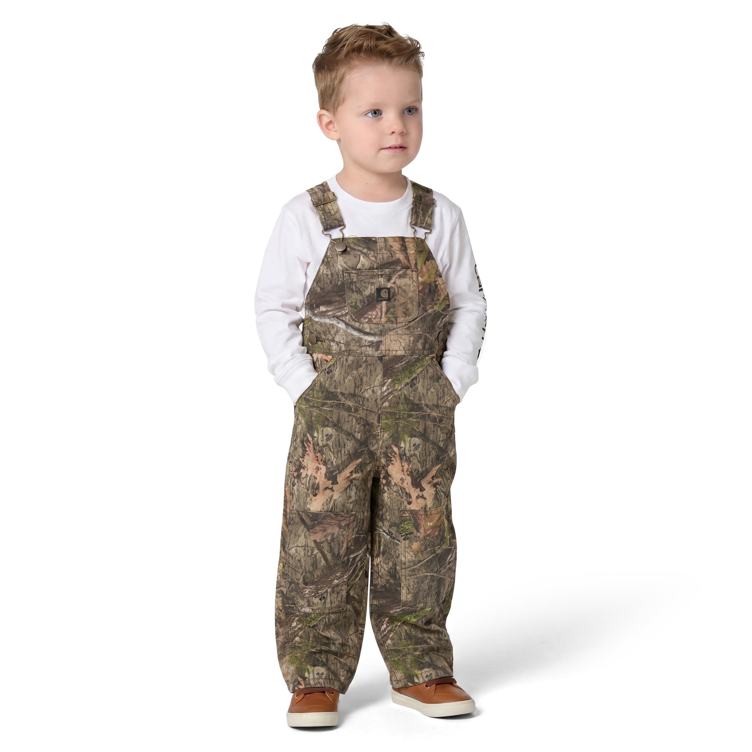 Carhartt CM8758 Latzhose für Kinder, Leinen, lockere Passform, Camouflage, für Jungen