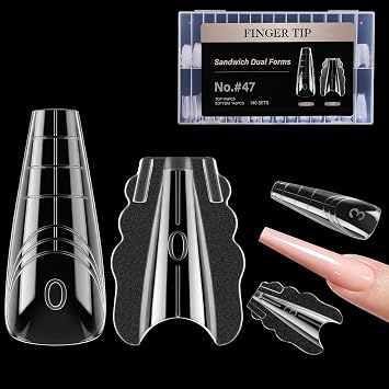 Sandwich Nails Dual Forms,280Pcs Reusable Nail Extension Forms,Easy Demolding & Intuitive Operation for DIY & Professional Use#47