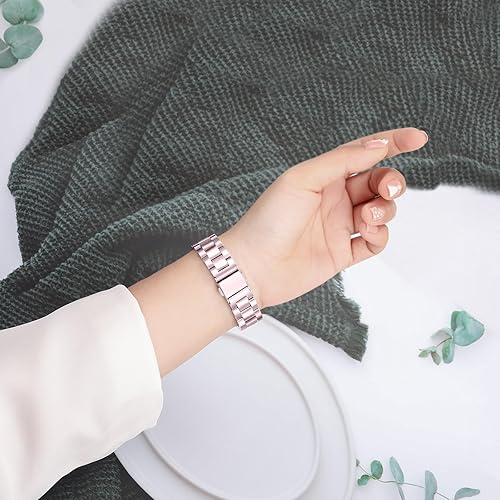 Miniatura 7 de TRUMiRR Correa para Apple Watch Series 9 8 7 Starlight para mujer, correa de reloj delgada de acero inoxidable de repuesto para iWatch SE Series 9 8