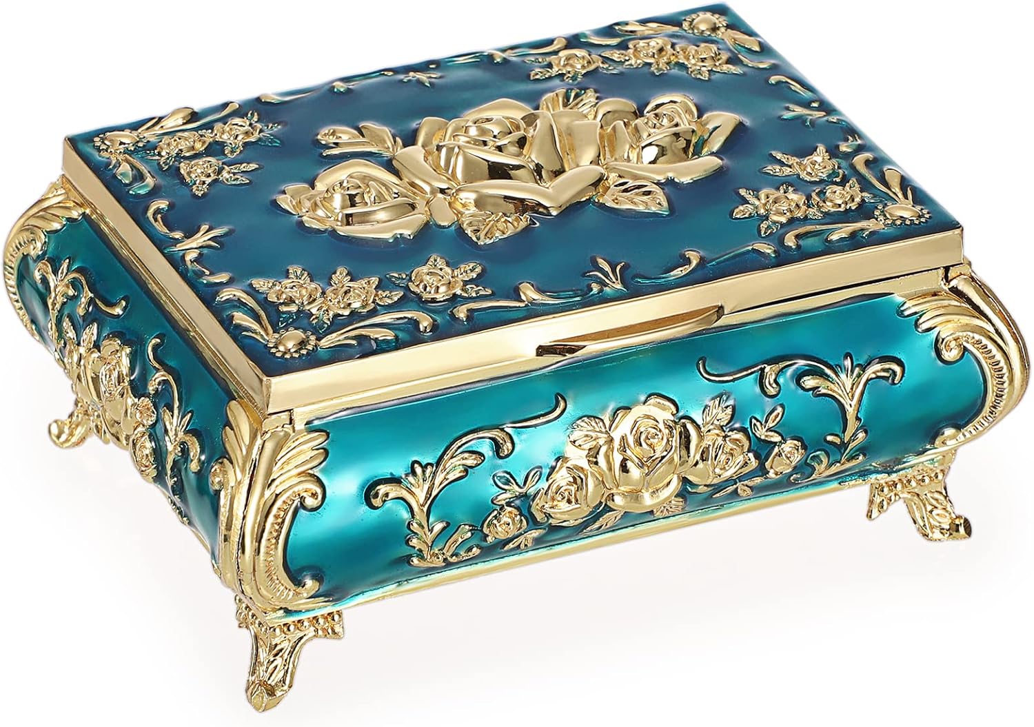 Hipiwe Vintage Metal Jewelry Box Small Treasure Chest Case Trinket Organizer Earrings Necklace Bracelet Storage Box Ring Box Holder Keepsake Box for Women - Image 8