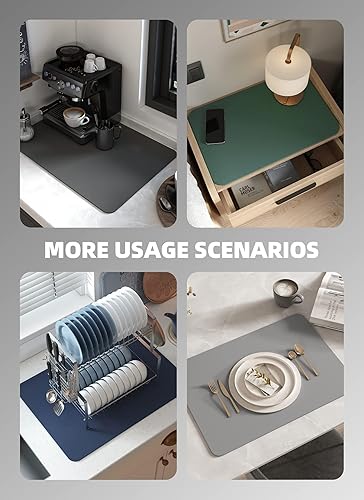 Miniatura 7 de Tapete de secado de platos para encimera de cocina, color G, absorbente de manchas, parte trasera de goma, resistente al calor, secado rápido, fácil