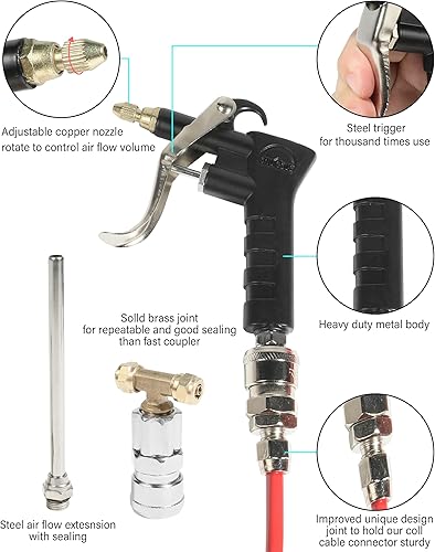 Miniatura 2 de RACOONA Kit de pistola de soplado de aire, kit de pistola de soplado de aire para camión con bobina de 30 pies de largo y 2 puntas de boquilla