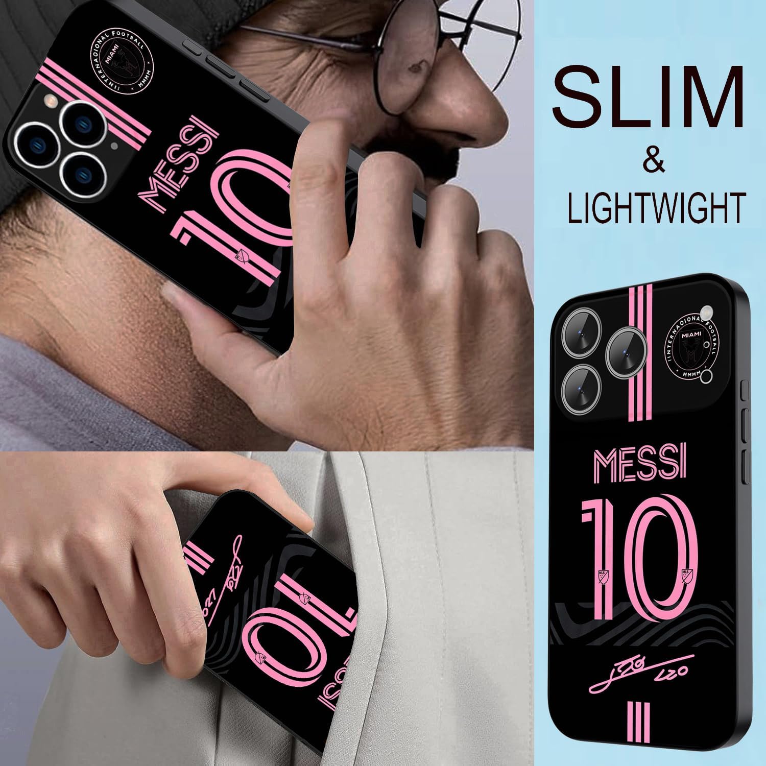 ZERMU for iPhone 17 Pro Max Case, Mess%i Inter Soccer #10 Fashion Case Full Protection Soft Silicone TPU Shock Absorption Bumper Cover Phone Case for iPhone 17 Pro Max