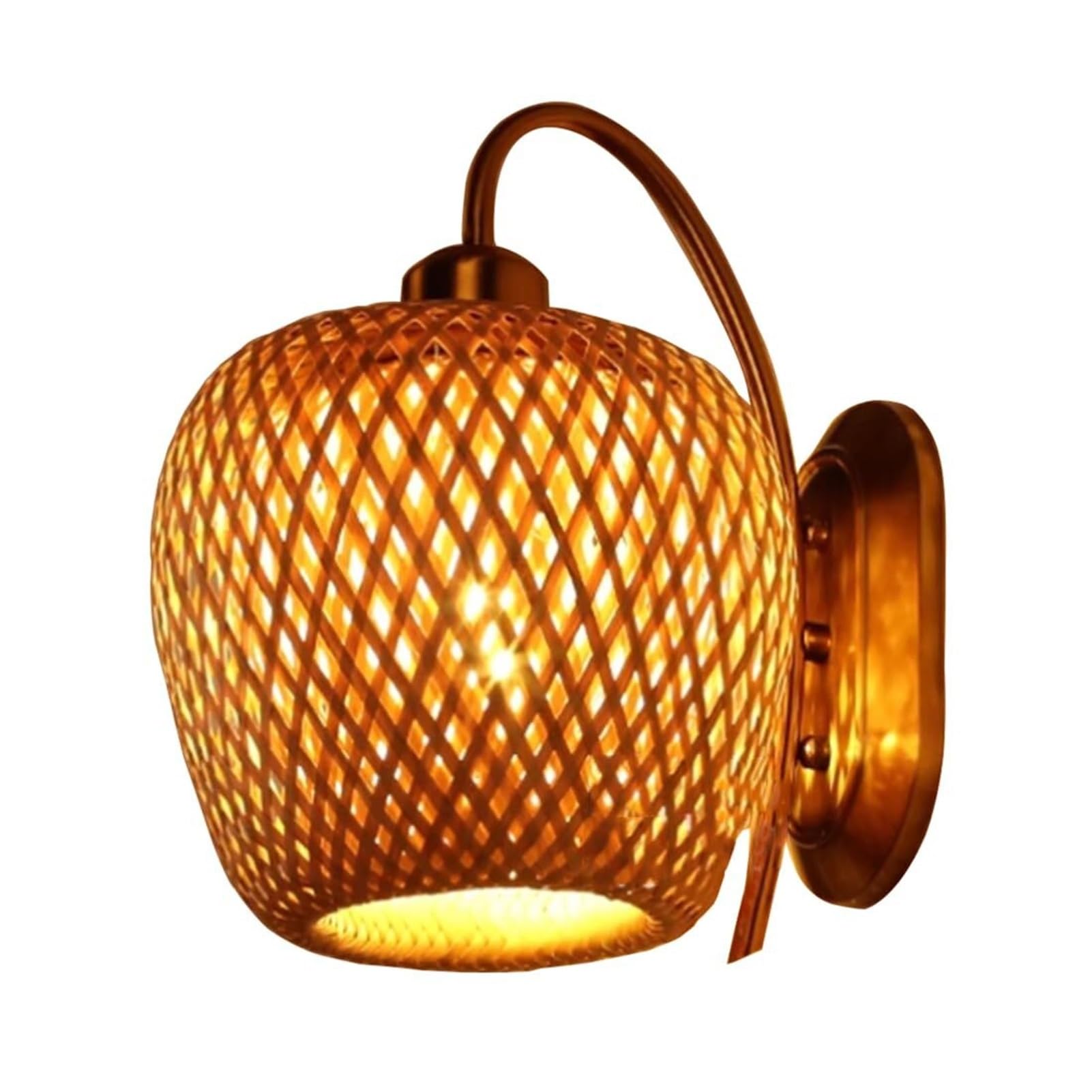 HUAYUSEDF Vintage E27 Hand Wove Egg Shape Rustic Wall Sconce for Bedroom Living Room Corridor Restaurant Bar