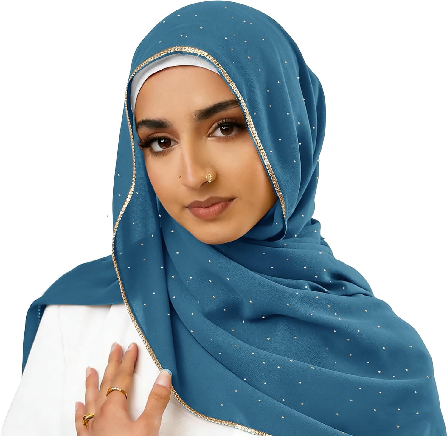 Hijab Scarf for Women Soft Chiffon Rhinestone Long Scarf Shawl Fashion Muslim Hijab Head Wrap Scarves thumbnail