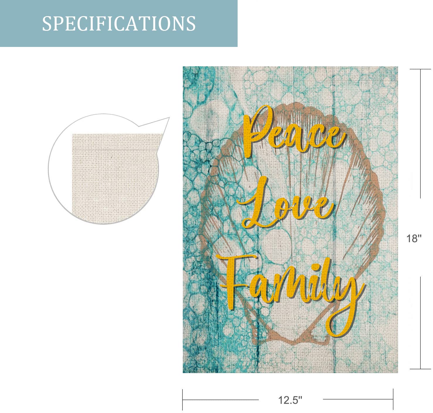 Easternproject 夏の海岸ビーチガーデンフラッグ 屋外用 12.5x18インチ 両面 平和 愛 家族 海 貝殻 巻き貝