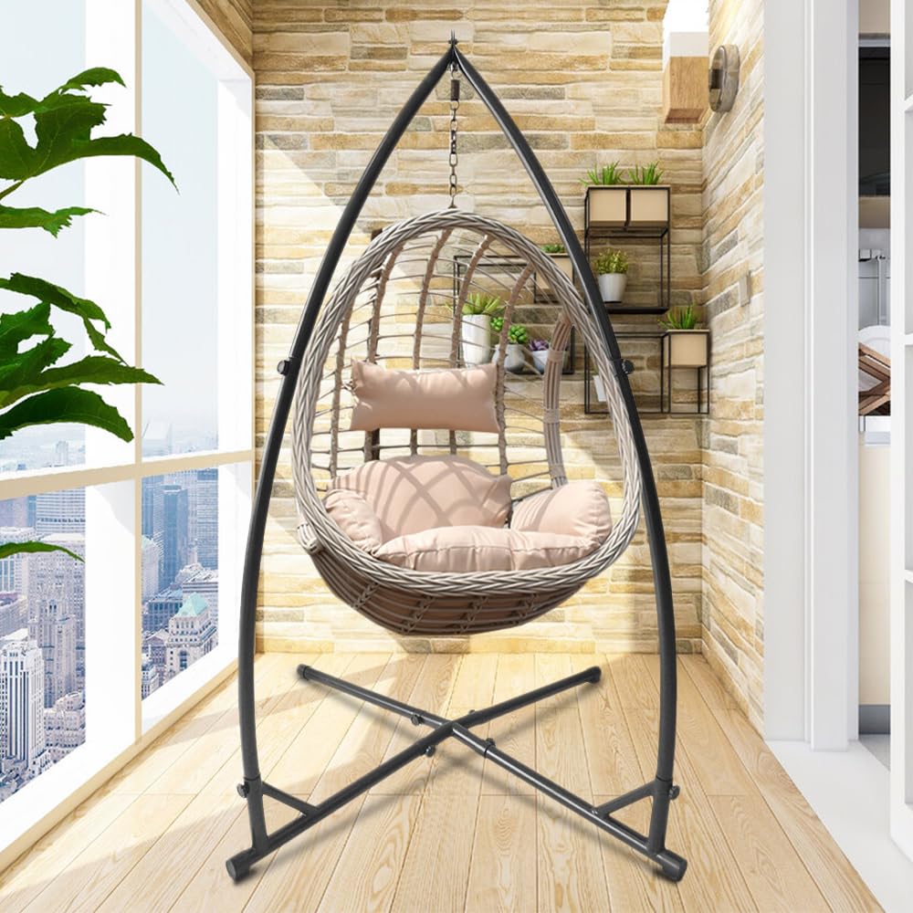 214x113x110 cm,Fauteuil de Jardin Exterieur, Chaise Hamac de Jardin, Structure en Acier, Design Cocooning avec Coussin Épais, pour Intérieur et Extérieur