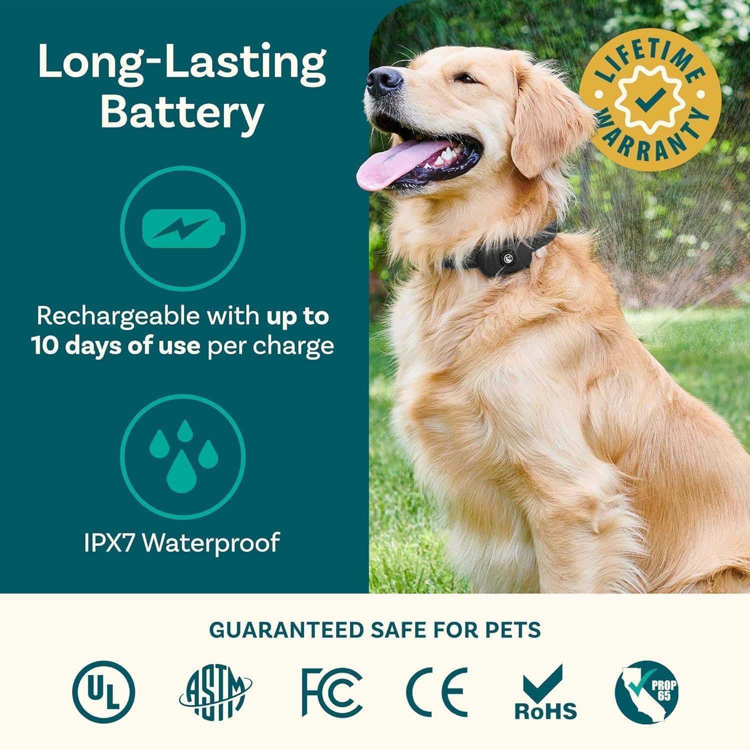 Wireless Dog Fence & Training Collar 2-in-1 | 500 ft Adjustable Boundary | Beep/Vibrate/Static 1–9 Levels | IPX7 Waterproof Receiver | Rechargeable | 10 Flags for Medium & Large Dogs | 15–77 lb
