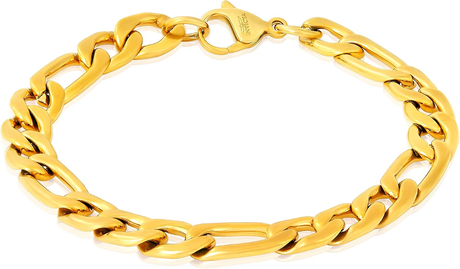 Invicta Figaro Bracelet for Men, Stainless Steel Chain Jewelry, 9.3mm, 8.75"