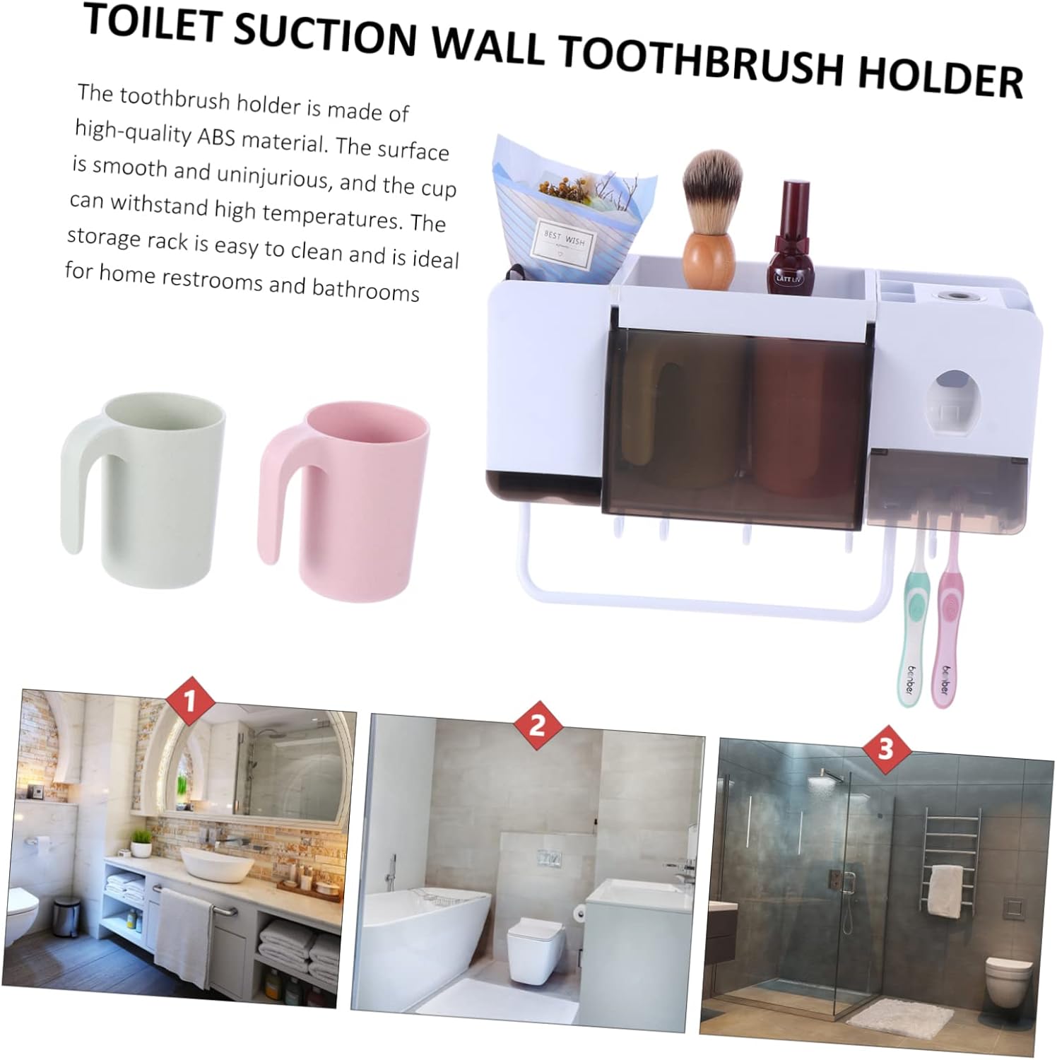 Ciieeo Multifunctional Toothpaste Toothbrush Storage Rack Space-Saving Bathroom Organizer Easy to Install Design for Toothbrushes Toothpaste and Bathroom Accessories