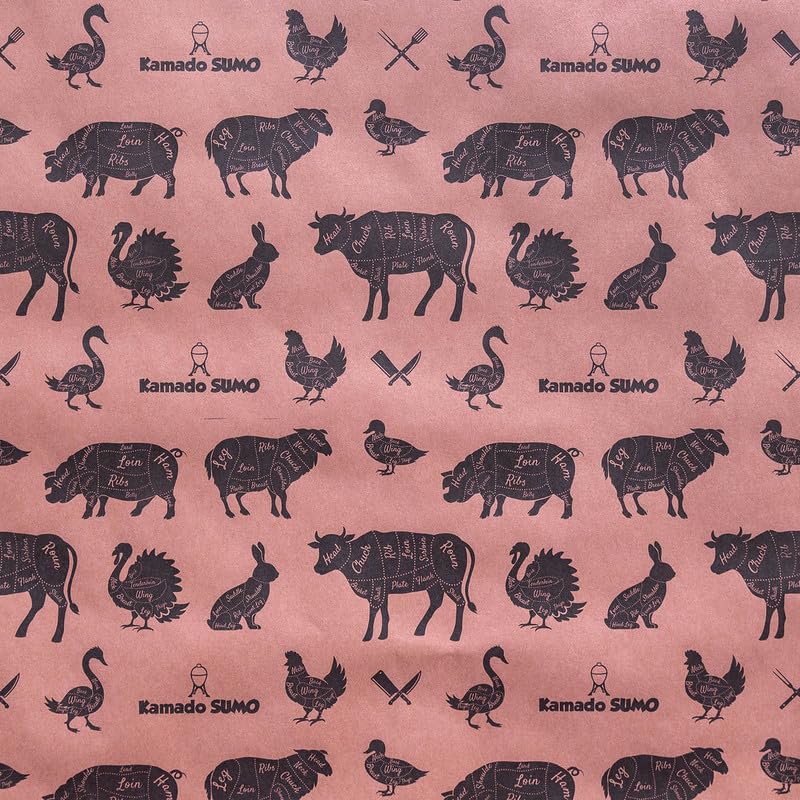 Kamado SUMO Rotolo di Carta da Macellaio Rosa - 30m x 45cm - Carta da Macellaio Kraft per Barbecue