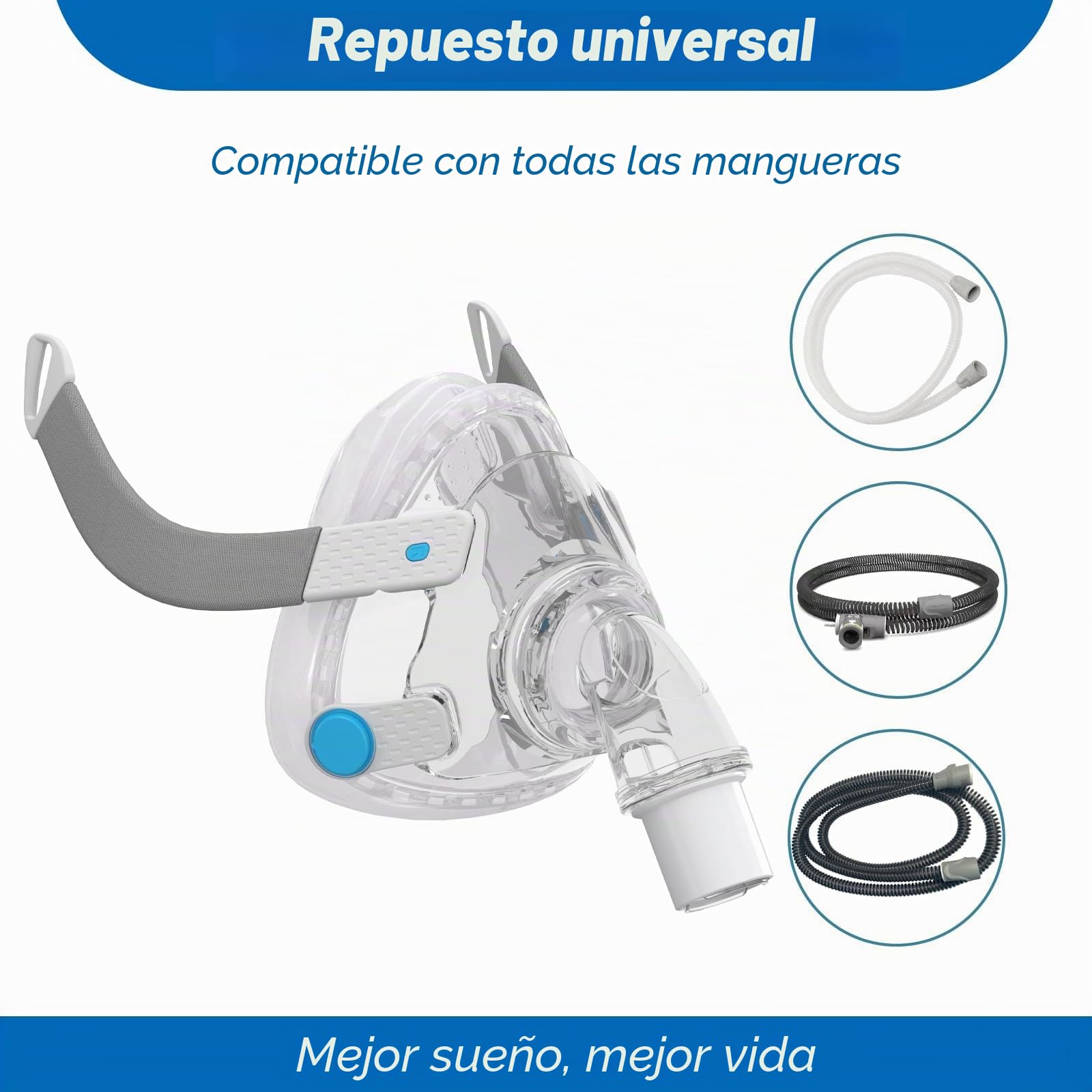 Sistema de repuesto F20 para AirFit F20, kit de diademas faciales de repuesto – Incluye máscara F20 (media), diadema, sistema de marco – Junta antifugas y accesorios ultracómodos (M)