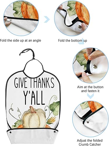 Miniatura 6 de Daleng Adult Bibs for Eating with Crumb Catcher Waterproof Adult Bibs for Elderly Women