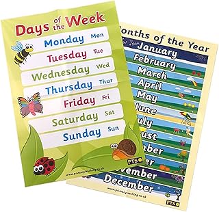 Days And Months Of The Week Childrens Pupils School Classroom Display Wall Poster A2 Primary Teaching Services