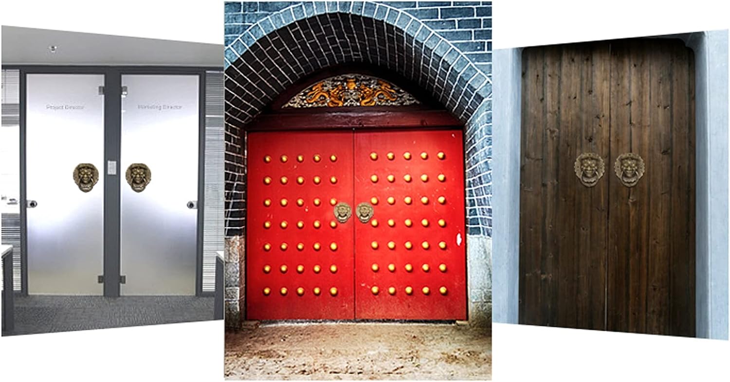 2Pcs Lion Head Door Knocker Hardware Accessories Knocker Dressing Table Drawer Closet Antique Upholstery Housewarming Gift Perfect for Your Home or Garden (Color : Black)