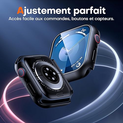 Miniatura 59 de Carcasas Tauri rígida, 2 unidades compatibles con Apple Watch SE Series 6, 5, 4, vidrio templado de dureza 9H integrado, delgada, a prueba