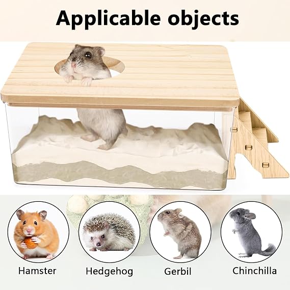 1 Pcs Hamster Sand Bath, Hamster Bath, Sand Bath For Syrian Hamster, Hamster Bath Container With Ladder, Pet Supplies, For Small Animal Toilet Bathtub Hamster Dig Box Shower And Digging Room Litter