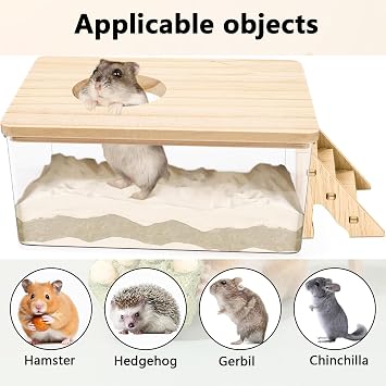 1 Pcs Hamster Sand Bath, Hamster Bath, Sand Bath For Syrian Hamster, Hamster Bath Container With Ladder, Pet Supplies, For Small Animal Toilet Bathtub Hamster Dig Box Shower And Digging Room Litter