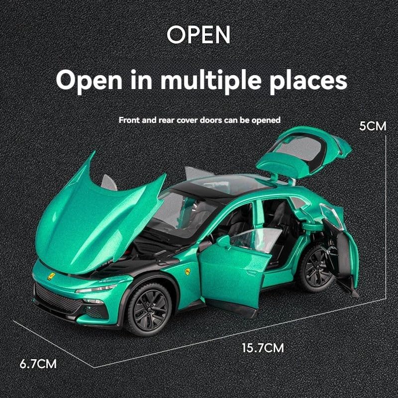 Image of FEXXA 1:32 Scale Ferrari Purosangue SUV Die-Cast Metal Car with Sport car Openable Doors Light and Sound,Pull Back Function Indoor Outdoor Toy for Kids (1.32 Scale-Green)