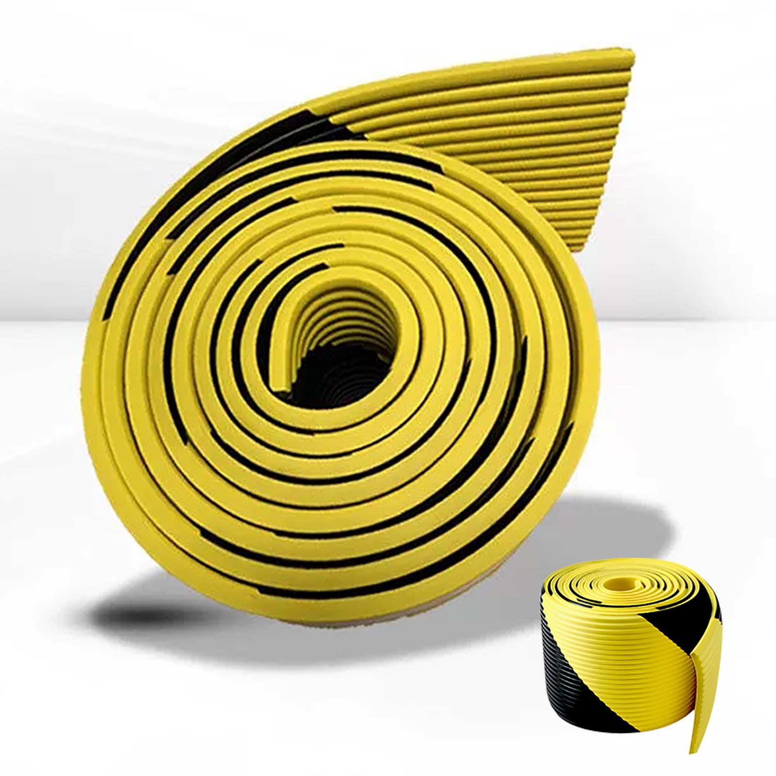 16.4ft/5m Self-Adhesive Thick Foam Safety Bumper Roll, Black & Yellow NBR Foam Bumper Guard, Wall Corner Protector, Corner Safety Guards, for Walls Furniture Doorways Home