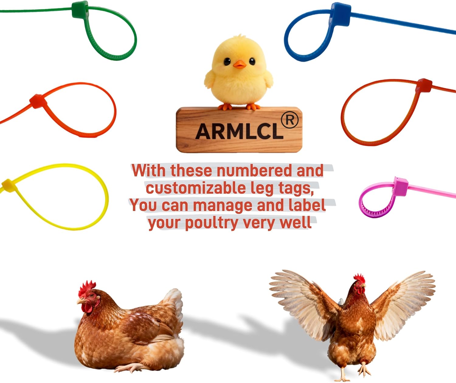 Vibrant 360Pcs Chicken Leg Bands - Easily Identify Your Poultry with Colorful Leg Bands - Durable and Laser Engraved for Long-Lasting Visibility - Perfect for Chicken, Duck, and Goose Owners