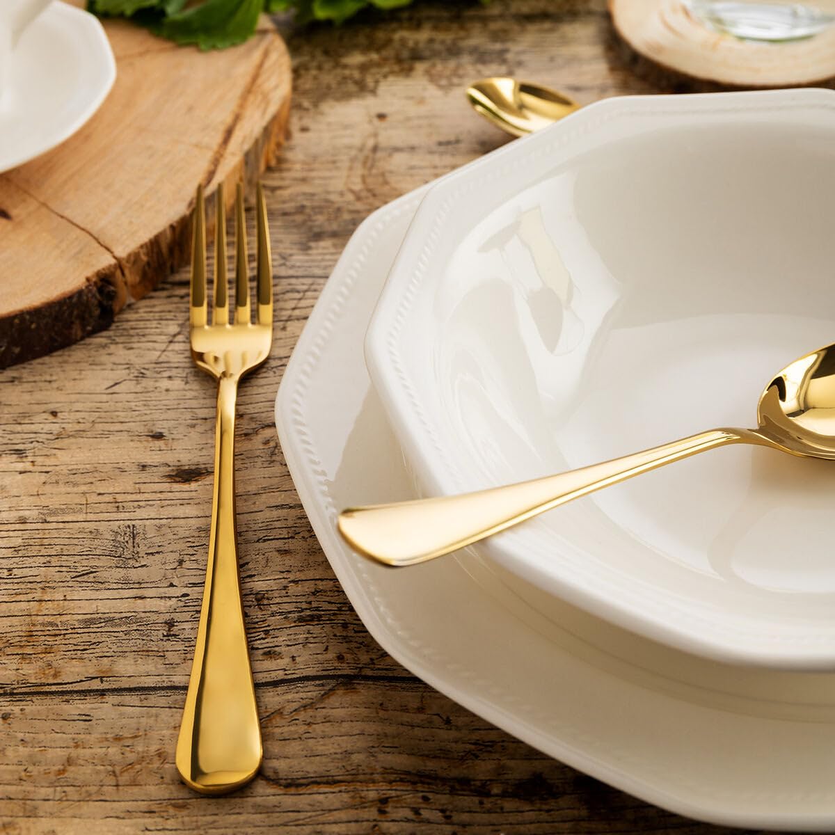 Queen's Artic White - Servizio da tavola in ceramica, 12 pezzi, per 4 persone, colore: Bianco
