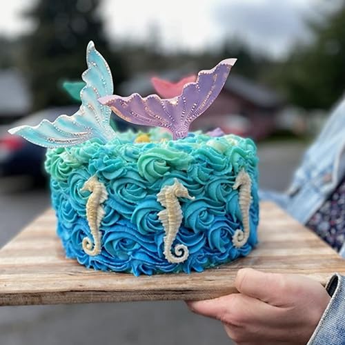 Miniatura 5 de Beasea - Molde de cola de sirena grande de silicona 3D, molde de cola de sirena de fondant, molde de caramelo para decoración de pastel de arcilla