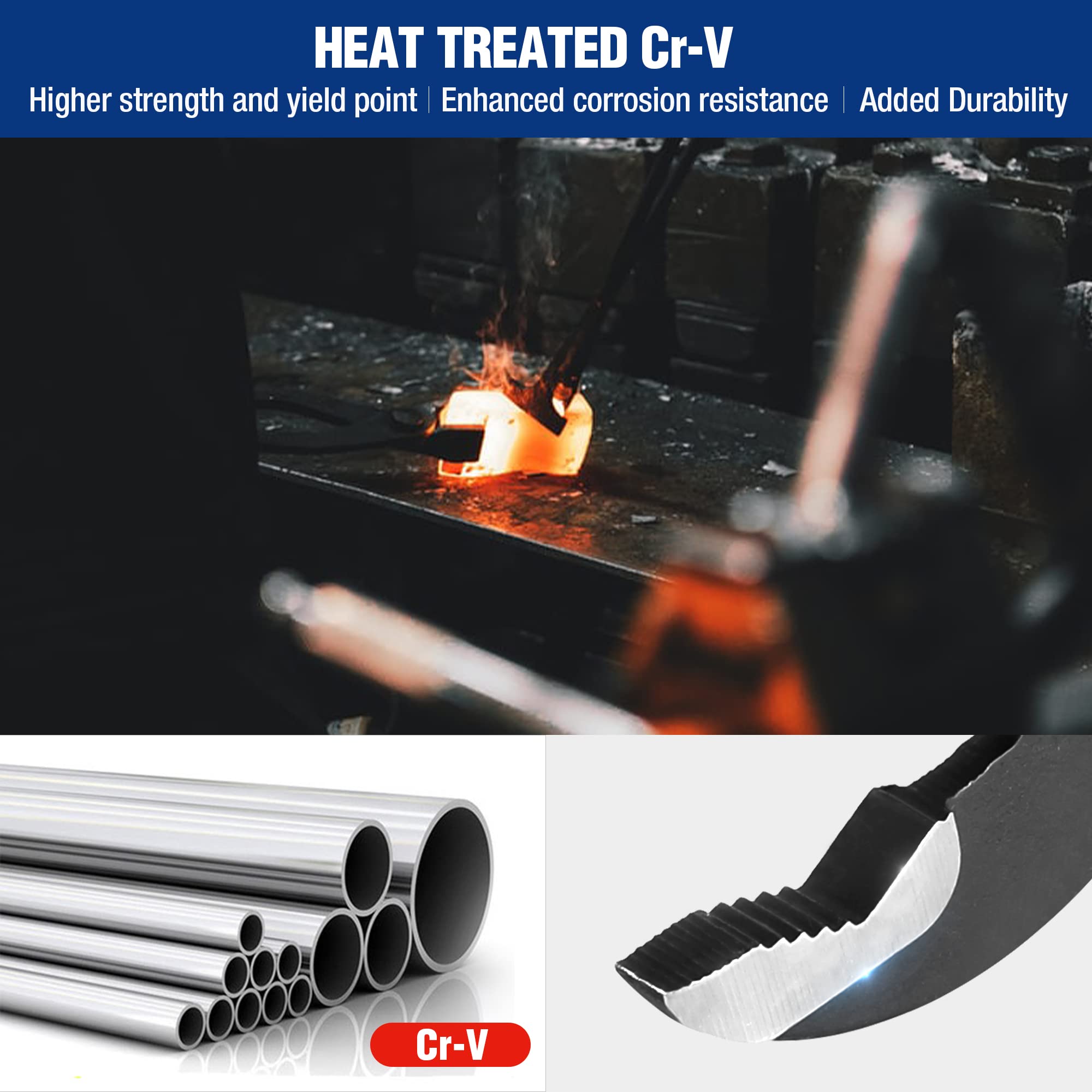 WORKPRO Set 2 Pinze Idrauliche - 180mm E 250mm, Regolazione Rapida, Per Tubi E Idraulica - Foto 6