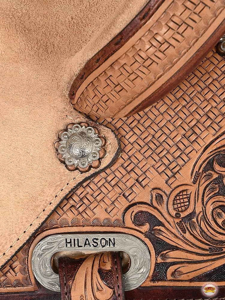 HILASON Flex Tree Western Horse Saddle in American Leather Barrel Trail | for Horses