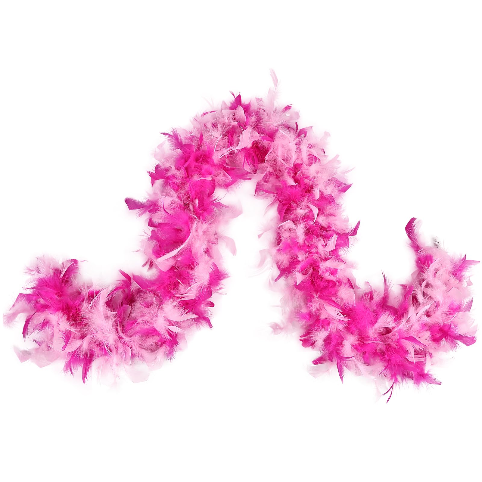 MAOFENG Chandelle Turkey Feather Boa 1.64 Yards 30g for Halloween Dancing Wedding Party DIY Craft Costume Decoration Feather Boa,Fuchsia Pink — image 1