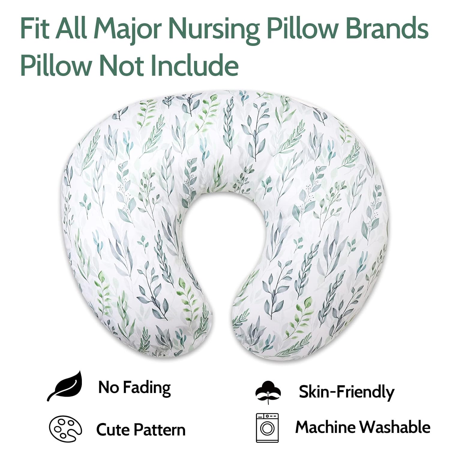 Nursing Pillow Cover Stretchy Removable Cover for Breastfeeding Pillows, Ultra Soft Comfortable Slipcover for Baby Girl and Boy, Green Leaf - Image 7
